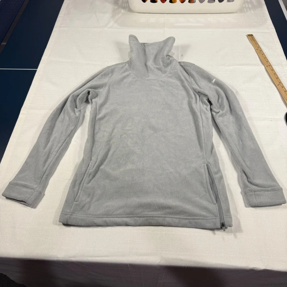 Nike Dri-FIT Fleece Pullover Tunic Top Funnel Neck Gray Women's Small‎